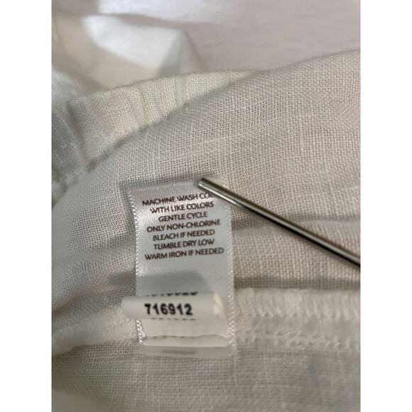J Jill Pants Women's Size Large White 100% Linen Flat Front Pull On Crop Pockets - Picture 10 of 11